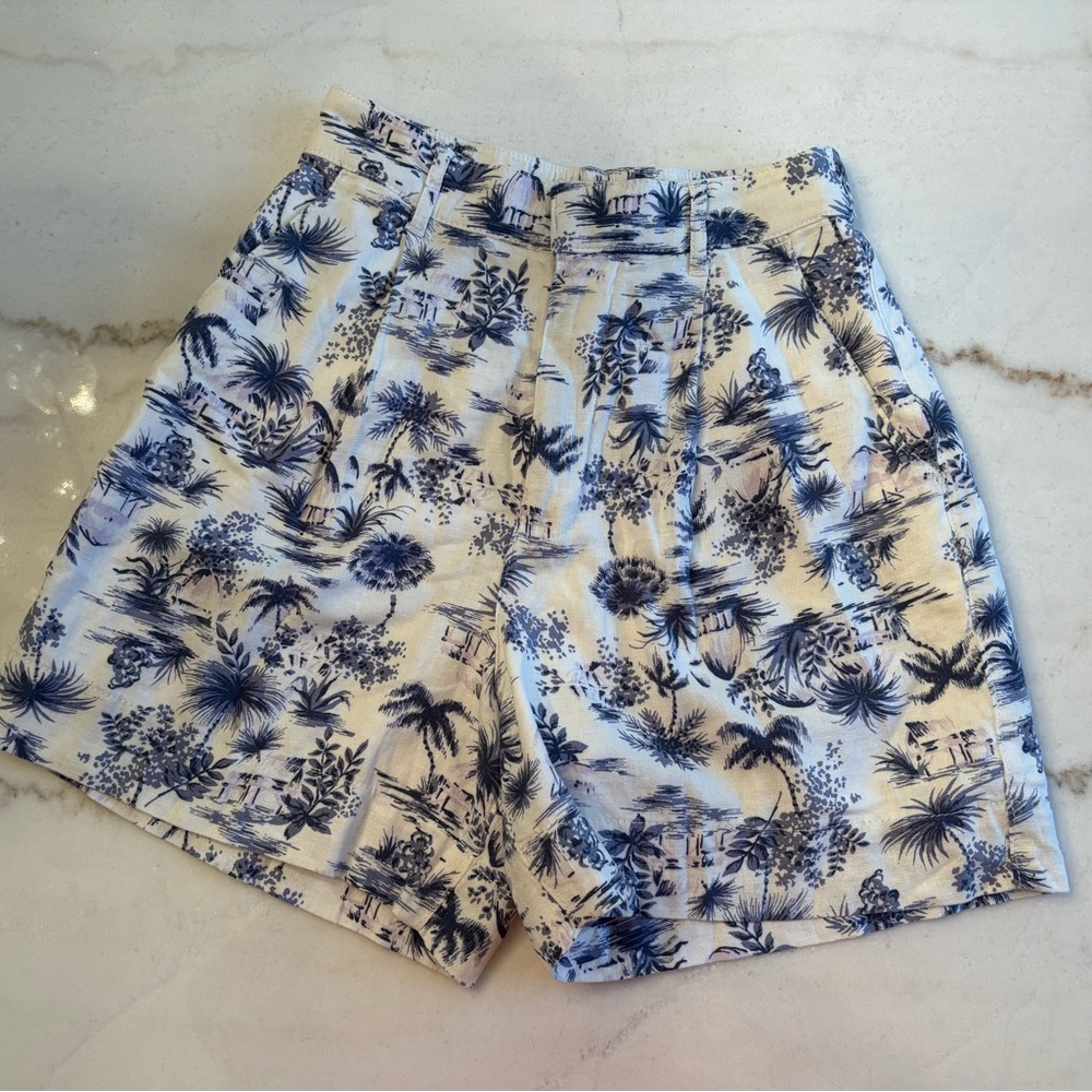 Abercrombie & Fitch Floral Print Shorts - Blue and Cream